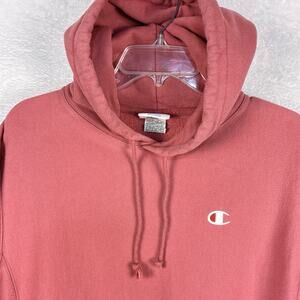 VTG Y2K Champion Reverse Weave Hoodie Men M Pink Embroidered Pullover Sweatshirt